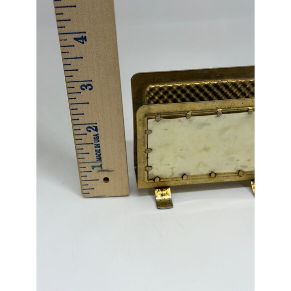 VTG Rustic Gold Metal Napkin Holder Caddy Farmhouse Kitchen Table Decor Retro - Picture 5 of 8